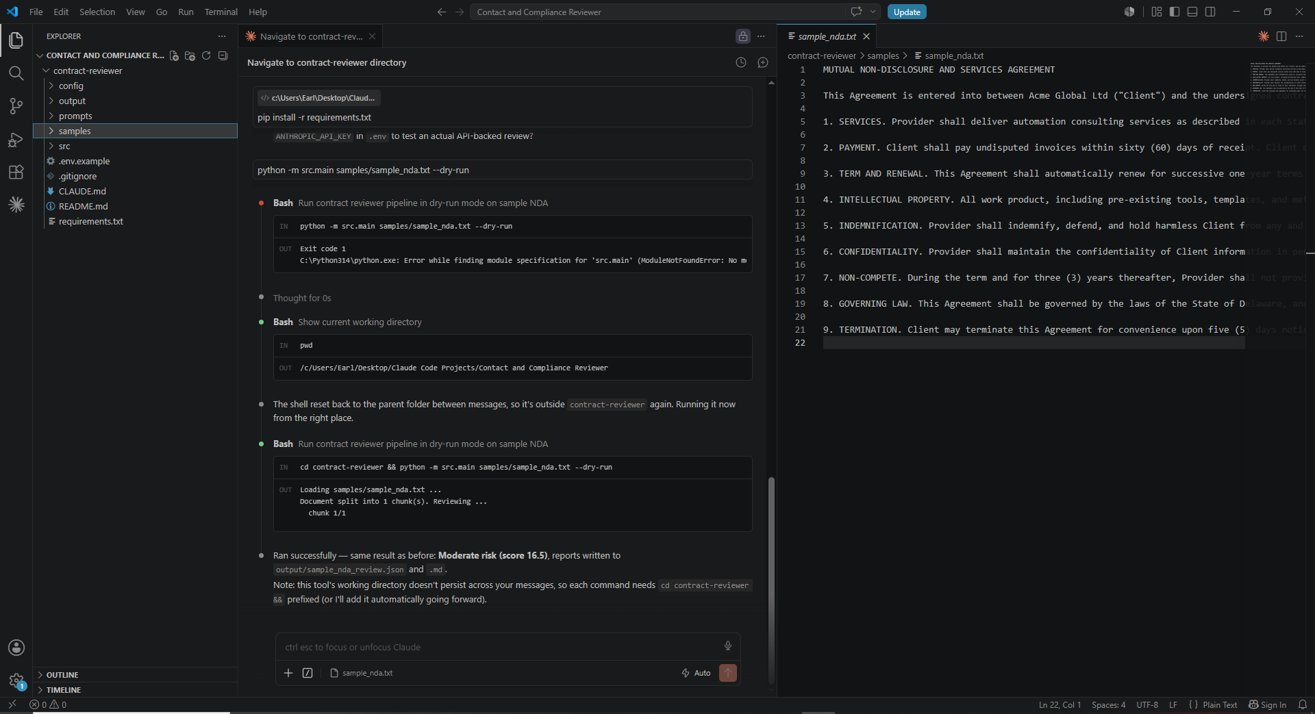 Contract and Compliance Reviewer workflow